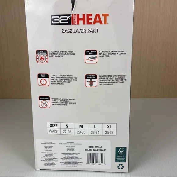 32 Degrees Heat Base Layer Pants Women’s Small Black 2-Pack Thermal NEW - Picture 2 of 5